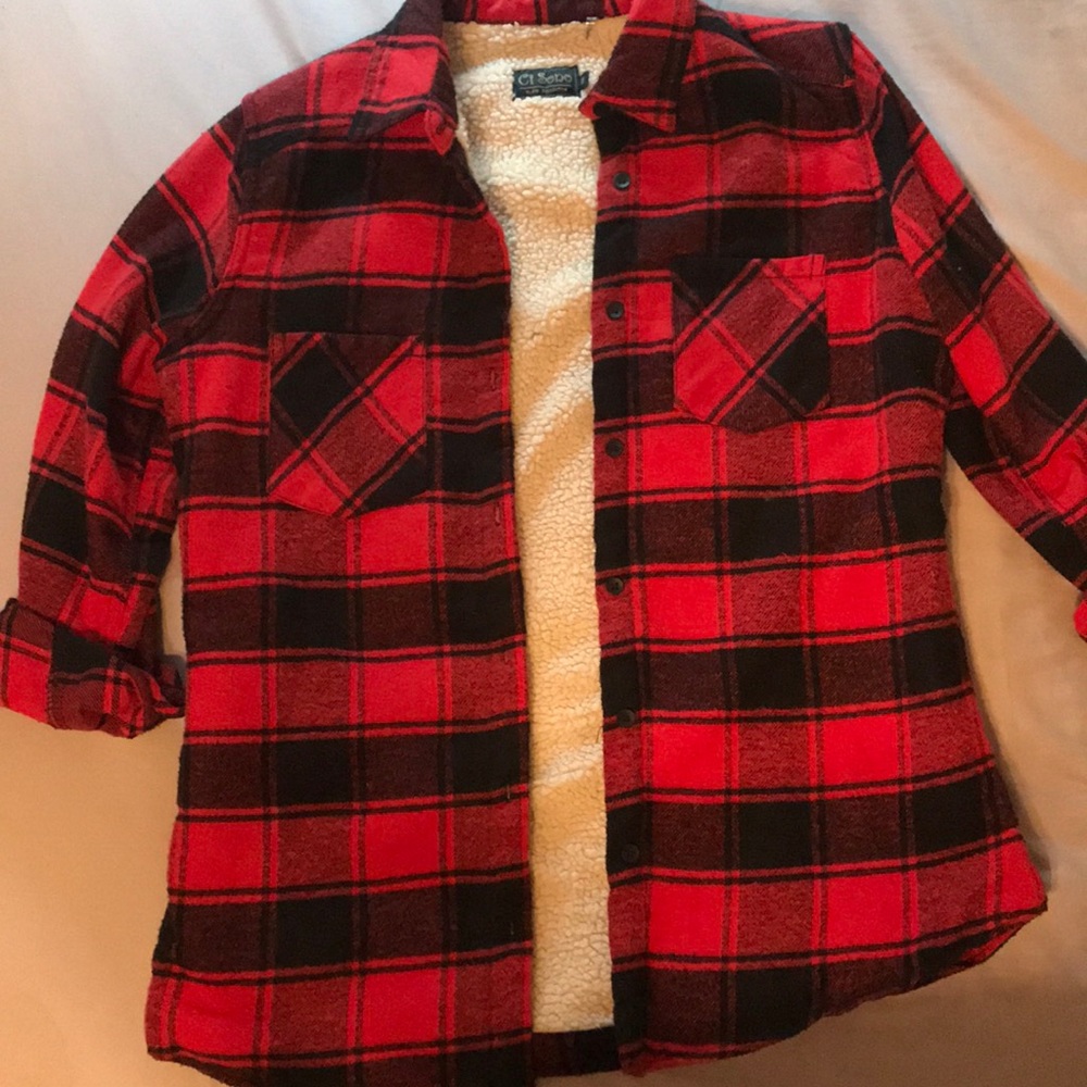 Fleece lined plaid flannel